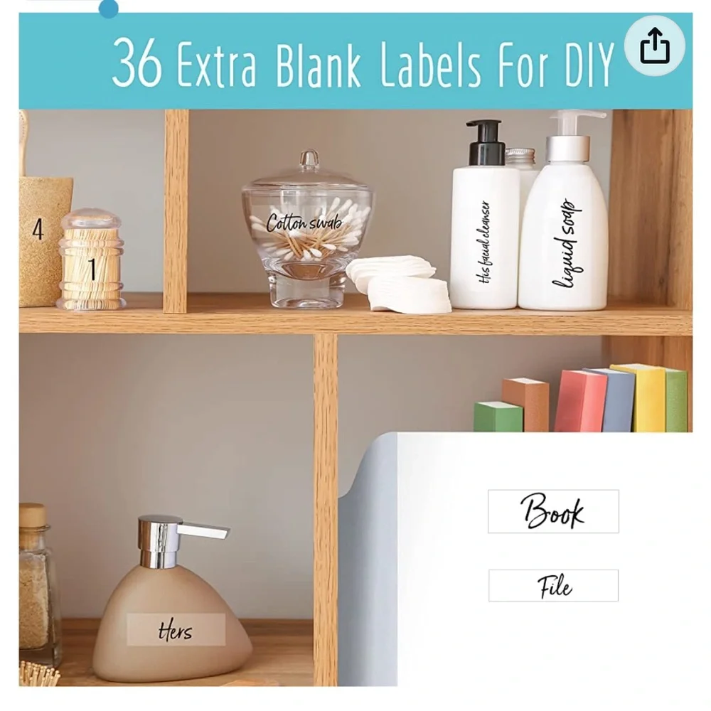 Organization, Beauty & Makeup Stickers / Cursive Bathroom Stickers